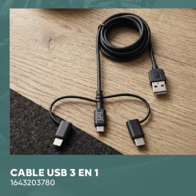 CABLE USB 3 EN 1 - LIGHTNING + Micro USB + USB C