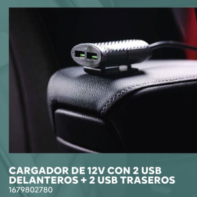 CARGADOR DE 12V CON 2 USB DELANTEROS + 2 USB TRASEROS